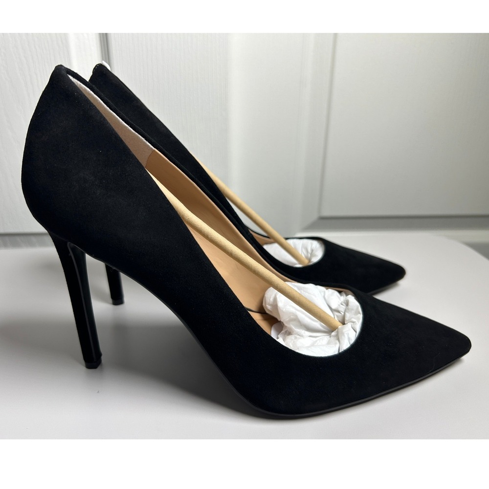 INC International Concepts Black Suede Pointed Toe Stiletto Pumps Heels Size 11M